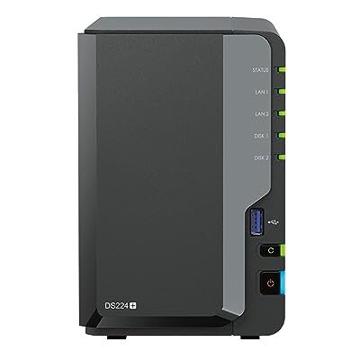 Synology DS224 Estação de disco NAS de 2 baías (Intel Celeron J4125 de 4 núcleos, 2,0 GHz, 2 GB DDR4 RAM, 2 portas LAN RJ-45 de 1 GbE) de 16 TB com 2 discos rígidos WD Red Plus de 8 TB (WD80EFF. ZZ Synology DS224 Estação de disco NAS de 2 baías (Intel Celeron J4125 de 4 núcleos, 2,0 GHz, 2 GB DDR4 RAM, 2 portas LAN RJ-45 de 1 GbE) de 16 TB com 2 discos rígidos WD Red Plus de 8 TB (WD80EFF. ZZ