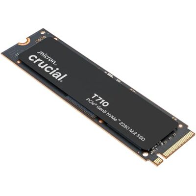Crucial T710 SSD 2TB PCIe 5.0 x4 Gen5 NVMe M.2, Velocidades de Lectura hasta 14500 MB/s, Escritura 13800 MB/s, Ordenador Portátil y de Sobremesa, TLC NAND CT2000T710SSD8-01 Crucial T710 SSD 2TB PCIe 5.0 x4 Gen5 NVMe M.2, Velocidades de Lectura hasta 14500 MB/s, Escritura 13800 MB/s, Ordenador Portátil y de Sobremesa, TLC NAND CT2000T710SSD8-01