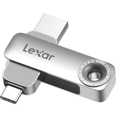 Lexar D50E 1TB Unidade SSD dupla, unidade flash USB com até 390 MB/s de leitura e 400 MB/s de escrita, portas USB-C e USB-A, design rotativo metálico, compatível com iPhone 17, Android, PC Lexar D50E 1TB Unidade SSD dupla, unidade flash USB com até 390 MB/s de leitura e 400 MB/s de escrita, portas USB-C e USB-A, design rotativo metálico, compatível com iPhone 17, Android, PC