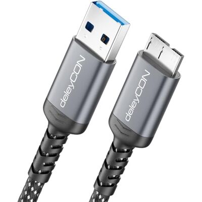 deleyCON 1 m Cabo USB 3.0 Micro B 5 Gbps USB-A para Micro-B Dados para disco rígido externo HDD/SSD para Toshiba, WD, Seagate, Samsung Galaxy S5/Note 3/Note Pro 12.2, etc. deleyCON 1 m Cabo USB 3.0 Micro B 5 Gbps USB-A para Micro-B Dados para disco rígido externo HDD/SSD para Toshiba, WD, Seagate, Samsung Galaxy S5/Note 3/Note Pro 12.2, etc.