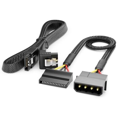 deleyCON Conjunto de cabos de 30 cm e 4 pinos Molex de 15 pinos de polegada. Cabo SATA de 60 cm em ângulo cabo de dados SATA 3 6 Gbit/s placa base de disco rígido HDD SSD PC fonte de alimentação deleyCON Conjunto de cabos de 30 cm e 4 pinos Molex de 15 pinos de polegada. Cabo SATA de 60 cm em ângulo cabo de dados SATA 3 6 Gbit/s placa base de disco rígido HDD SSD PC fonte de alimentação