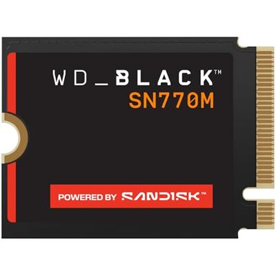 SanDisk WD_BLACK SN770M 500GB M.2 2230 NVMe SSD, para dispositivos de jogo portáteis e computadores portáteis compatíveis. Com PCIe Gen 4.0, até 5150MB/s, para Asus ROG Ally, Steam Deck, Microsoft Surface SanDisk WD_BLACK SN770M 500GB M.2 2230 NVMe SSD, para dispositivos de jogo portáteis e computadores portáteis compatíveis. Com PCIe Gen 4.0, até 5150MB/s, para Asus ROG Ally, Steam Deck, Microsoft Surface