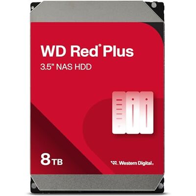 Western Digital WD Red Plus 8TB NAS Disco Duro Interno 3,5" – 5640 RPM, SATA 6Gb/s, CMR, 128MB Caché Western Digital WD Red Plus 8TB NAS Disco Duro Interno 3,5" – 5640 RPM, SATA 6Gb/s, CMR, 128MB Caché