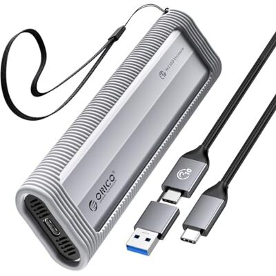 ORICO Capa SSD M2 NVMe sem ferramentas, USB 3.2 10 Gbps capa M2 com protetor de silicone e cordão, capa NVMe m.2 de alumínio para NVMe PCIe M-Key SSD em 2230/2242/2260/2280-XM2 ORICO Capa SSD M2 NVMe sem ferramentas, USB 3.2 10 Gbps capa M2 com protetor de silicone e cordão, capa NVMe m.2 de alumínio para NVMe PCIe M-Key SSD em 2230/2242/2260/2280-XM2
