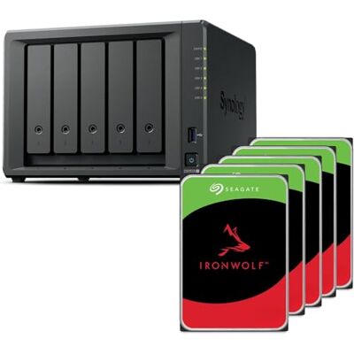 Synology Estação de disco NAS DS1525+ Seagate de 20 TB (5 unidades de 4 TB Ironwolf), série 5 Bay Plus com Ryzen R1600, 8 GB de RAM Synology Estação de disco NAS DS1525+ Seagate de 20 TB (5 unidades de 4 TB Ironwolf), série 5 Bay Plus com Ryzen R1600, 8 GB de RAM