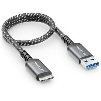 deleyCON 0,30 m Cabo USB 3.0 micro B de 5 Gbps USB-A para Micro-B Dados para disco rígido externo HDD/SSD para Toshiba, WD, Seagate, Samsung Galaxy S5/Note 3/Note Pro 12.2, etc. deleyCON 0,30 m Cabo USB 3.0 micro B de 5 Gbps USB-A para Micro-B Dados para disco rígido externo HDD/SSD para Toshiba, WD, Seagate, Samsung Galaxy S5/Note 3/Note Pro 12.2, etc.