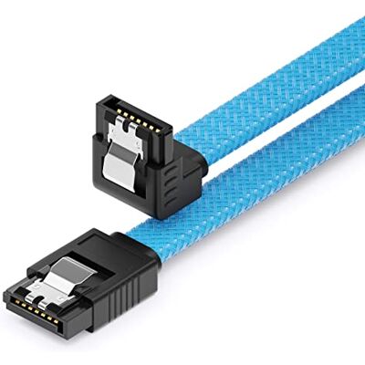 deleyCON 30 cm Cabo SATA 3 nylon 6 Gbit/s dados SATA III cabo conexão série ATA ligação para Mainboard e disco HDD SSD 1 conector S-ATA L 90 ° cotovelo azul deleyCON 30 cm Cabo SATA 3 nylon 6 Gbit/s dados SATA III cabo conexão série ATA ligação para Mainboard e disco HDD SSD 1 conector S-ATA L 90 ° cotovelo azul