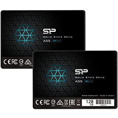Silicon Power 2-Pack 128GB SSD 3D NAND A55 SLC Cache Performance Boost SATA III 2,5" 7mm (0,28") Unidade de Estado Sólido Interna Silicon Power 2-Pack 128GB SSD 3D NAND A55 SLC Cache Performance Boost SATA III 2,5" 7mm (0,28") Unidade de Estado Sólido Interna