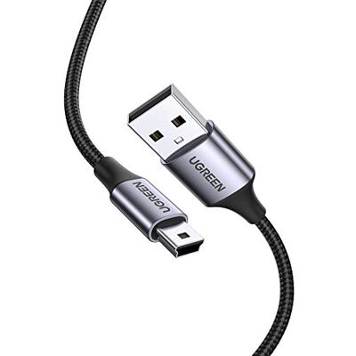 UGREEN Cabo USB A 2.0 para mini tipo B nylon de alta velocidade, 2 metros Compatível com PS3, Wii U Pro, disco rígido externo, câmaras digitais, MP3/DVD UGREEN Cabo USB A 2.0 para mini tipo B nylon de alta velocidade, 2 metros Compatível com PS3, Wii U Pro, disco rígido externo, câmaras digitais, MP3/DVD