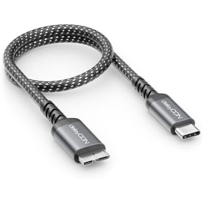 deleyCON 0,30 m Cabo USB 3.0 micro B de 5 Gbps USB-C para Micro-B Cabo Cabo de dados curto de 30 cm para disco rígido externo, HDD, SSD, capa de disco rígido, Toshiba, WD, Seagate, Samsung etc. deleyCON 0,30 m Cabo USB 3.0 micro B de 5 Gbps USB-C para Micro-B Cabo Cabo de dados curto de 30 cm para disco rígido externo, HDD, SSD, capa de disco rígido, Toshiba, WD, Seagate, Samsung etc.