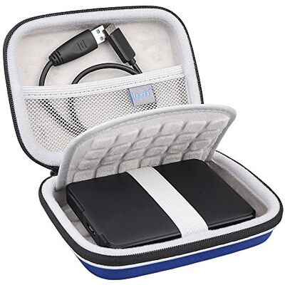 Lacdo Capa para disco rígido externo de 2,5" adequada para Basic/Expansão/Game Drive/Portable Drive, WD Elements/My Passport HDD 1TB 2TB 3TB 4TB 5TB anti-impactos impermeável estojo rígido, azul Lacdo Capa para disco rígido externo de 2,5" adequada para Basic/Expansão/Game Drive/Portable Drive, WD Elements/My Passport HDD 1TB 2TB 3TB 4TB 5TB anti-impactos impermeável estojo rígido, azul