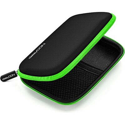 deleyCON Capa para discos rígidos capa HDD para discos de 2,5" e SDD, sólida e segura, 2 compartimentos interiores verde deleyCON Capa para discos rígidos capa HDD para discos de 2,5" e SDD, sólida e segura, 2 compartimentos interiores verde