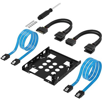 SABRENT Kit de montagem da unidade de disco rígido interno de 3,5" a 2 3,5" a 2 unidades de estado sólido (SSD)/2,5 polegadas, inclui (BK-HDCC) SABRENT Kit de montagem da unidade de disco rígido interno de 3,5" a 2 3,5" a 2 unidades de estado sólido (SSD)/2,5 polegadas, inclui (BK-HDCC)