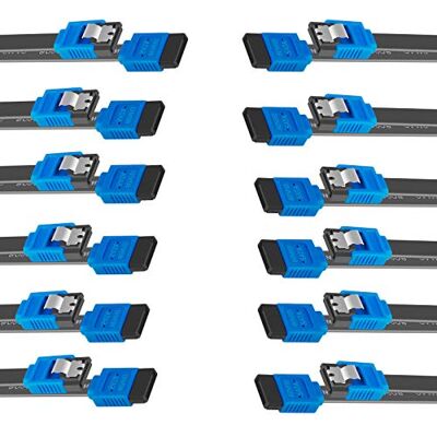 BENFEI Cabo SATA III, pacote de 12 cabos SATA III 6 Gbps retos HDD SDD cabo de dados com trava de bloqueio de 18 polegadas para SATA HDD, SSD, controlador de CD, gravador de CD BENFEI Cabo SATA III, pacote de 12 cabos SATA III 6 Gbps retos HDD SDD cabo de dados com trava de bloqueio de 18 polegadas para SATA HDD, SSD, controlador de CD, gravador de CD