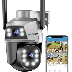GENBOLT Câmara de Vigilância Exterior 2,4&5GHz WiFi com PoE, Câmara CCTV de Lente Dupla para Vigilância Residencial WiFi, Câmara IP PTZ com Noite a Cores, Acompanhamento Automático GENBOLT Câmara de Vigilância Exterior 2,4&5GHz WiFi com PoE, Câmara CCTV de Lente Dupla para Vigilância Residencial WiFi, Câmara IP PTZ com Noite a Cores, Acompanhamento Automático
