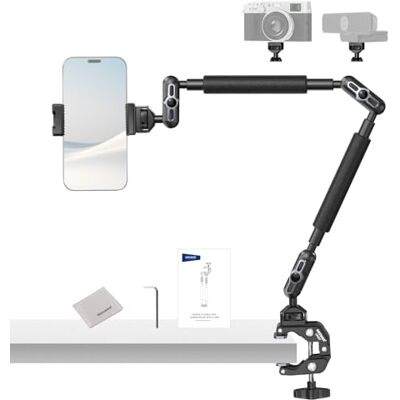 NEEWER Magic Arm Suporte para câmera, suporte elevado de mesa para telefone e microfone, braço boom articulado de 22 polegadas com braçadeira C, roscas de 3/8" para ARRI para microfone NEEWER Magic Arm Suporte para câmera, suporte elevado de mesa para telefone e microfone, braço boom articulado de 22 polegadas com braçadeira C, roscas de 3/8" para ARRI para microfone