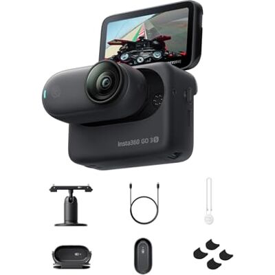 Insta360 GO 3S Pacote POV em capacete para mota câmara vlogging 4K Câmara POV, mãos livres, câmara de ação, estabilização, 140 min de bateria, edição IA, Find My, vlog, viagens Insta360 GO 3S Pacote POV em capacete para mota câmara vlogging 4K Câmara POV, mãos livres, câmara de ação, estabilização, 140 min de bateria, edição IA, Find My, vlog, viagens