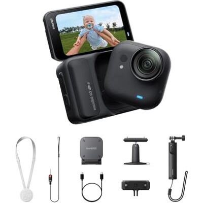 Insta360 GO Ultra Paquete de Creador Negro Pequeña cámara vlog 4K Câmara POV, sensor de 1/1,28", peso de 53 g, bateria de 200 min, câmara de ação magnética e portátil para desportos, vlogging Insta360 GO Ultra Paquete de Creador Negro Pequeña cámara vlog 4K Câmara POV, sensor de 1/1,28", peso de 53 g, bateria de 200 min, câmara de ação magnética e portátil para desportos, vlogging