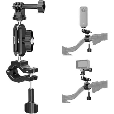 NEEWER Suporte para barra de câmara de ação, duas cabeças de bola de 360°, adaptador de câmara de ação de parafuso de 1/4", suporte para guiador de moto e bicicleta, compatível com GoPro Hero13 NEEWER Suporte para barra de câmara de ação, duas cabeças de bola de 360°, adaptador de câmara de ação de parafuso de 1/4", suporte para guiador de moto e bicicleta, compatível com GoPro Hero13