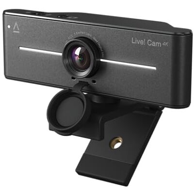 Creative Câmara Web Live! 4K UHD USB com compensação de retroiluminação, até 60 FPS, lente grande angular de 95°, lente de privacidade, microfones integrados, plug & play para PC e Mac Creative Câmara Web Live! 4K UHD USB com compensação de retroiluminação, até 60 FPS, lente grande angular de 95°, lente de privacidade, microfones integrados, plug & play para PC e Mac