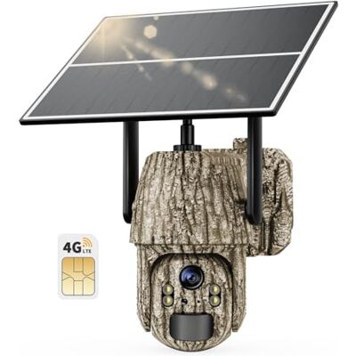 Generic 4G LTE Câmara de vigilância solar exterior com cartão SIM, câmara de fotografia sem WiFi com detecção de movimento, visão noturna colorida 4K, PTZ 360°, áudio bidirecional, IP66 Generic 4G LTE Câmara de vigilância solar exterior com cartão SIM, câmara de fotografia sem WiFi com detecção de movimento, visão noturna colorida 4K, PTZ 360°, áudio bidirecional, IP66