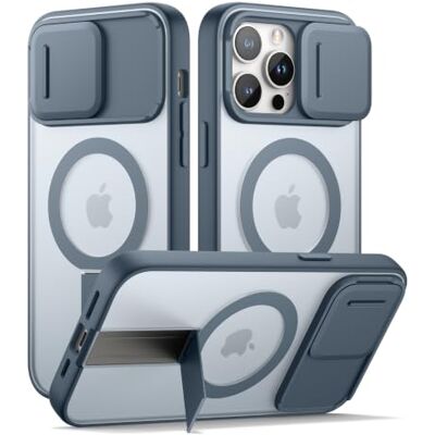SURITCH Capa magnética compatível com iPhone 14 Pro, Kickstand incorporado e capa de câmara e volta translúcida, resistente a choques capa protetora (azul) SURITCH Capa magnética compatível com iPhone 14 Pro, Kickstand incorporado e capa de câmara e volta translúcida, resistente a choques capa protetora (azul)