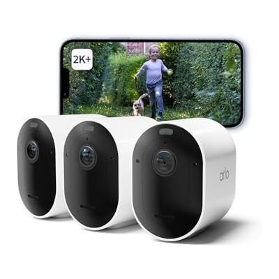Arlo Pro 5 Câmara de Vigilância WiFi Exterior 2K, Câmara de Vigilância WiFi Interior, Sensor de Movimento, Alarmes para Casa, Visão Noturna a Cores, Teste Secure Incluído, 3 Câmaras, Brancas Arlo Pro 5 Câmara de Vigilância WiFi Exterior 2K, Câmara de Vigilância WiFi Interior, Sensor de Movimento, Alarmes para Casa, Visão Noturna a Cores, Teste Secure Incluído, 3 Câmaras, Brancas