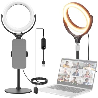 NEEWER Basics 7" Aro luz holofote de mesa com suporte/suporte móvel, compatível com iPhone, 10 W CRI95 Bicolor LED Selfie luz para TikTok gravação portátil webcam Zoom videoconferência maquilhagem NEEWER Basics 7" Aro luz holofote de mesa com suporte/suporte móvel, compatível com iPhone, 10 W CRI95 Bicolor LED Selfie luz para TikTok gravação portátil webcam Zoom videoconferência maquilhagem