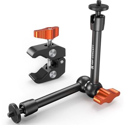 K&F CONCEPT Braço mágico de 9,8" com Super Clamp, roscas 1/4" e 3/8" Magic Arm ajustável para monitor, câmera, luz LED e microfone, carga máxima de 2 kg MS32 K&F CONCEPT Braço mágico de 9,8" com Super Clamp, roscas 1/4" e 3/8" Magic Arm ajustável para monitor, câmera, luz LED e microfone, carga máxima de 2 kg MS32