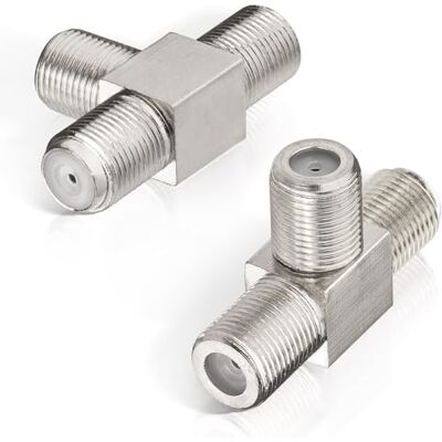 Superbat Divisor Tipo F feminino a dupla fêmea TV Sat 75 Ohm 3 vias 2 peças 1 entrada de 2 saídas, para decodificador de TV, recetor de satélite, modem, câmara de vigilância CCTV analógica Superbat Divisor Tipo F feminino a dupla fêmea TV Sat 75 Ohm 3 vias 2 peças 1 entrada de 2 saídas, para decodificador de TV, recetor de satélite, modem, câmara de vigilância CCTV analógica
