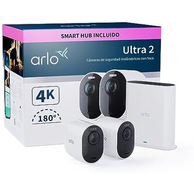 Arlo Câmara de Vigilância Ultra 2 WiFi Exterior 4K, Câmara de Vigilância WiFi Interior, Sensor de Movimento, Alarmes Para Casa, Visão Noturna a Cor, Teste Secure Incluído, 2 Câmaras, Brancas Arlo Câmara de Vigilância Ultra 2 WiFi Exterior 4K, Câmara de Vigilância WiFi Interior, Sensor de Movimento, Alarmes Para Casa, Visão Noturna a Cor, Teste Secure Incluído, 2 Câmaras, Brancas