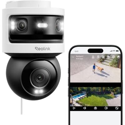Reolink Câmara de vigilância WiFi exterior lente dupla 360° 10 MP+8 MP , 10MP Panorama de 180° e PT 4K, SyncTrack e rastreamento automático, WiFi 6, 2,4/5 GHz, pesquisa local IA Reolink Câmara de vigilância WiFi exterior lente dupla 360° 10 MP+8 MP , 10MP Panorama de 180° e PT 4K, SyncTrack e rastreamento automático, WiFi 6, 2,4/5 GHz, pesquisa local IA