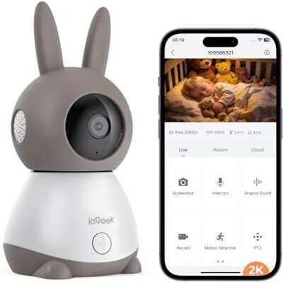 ieGeek 5" 2 K/3 MP câmara de vigilância para bebé, 360 ° PTZ monitor para bebés com câmara 360° PTZ, Detección de Movimiento, Audio de 2 Vías, Visión Nocturna, Control de Movil ieGeek 5" 2 K/3 MP câmara de vigilância para bebé, 360 ° PTZ monitor para bebés com câmara 360° PTZ, Detección de Movimiento, Audio de 2 Vías, Visión Nocturna, Control de Movil