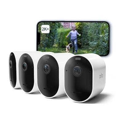 Arlo Pro 5 Camara de Vigilancia WiFi Exterior 2K, Camara Vigilancia WiFi Interior, Sensor de Movimiento, Alarmas para Casa, Visión Nocturna Color, Prueba Secure Incluida, 4 Cámaras, Blancas Arlo Pro 5 Camara de Vigilancia WiFi Exterior 2K, Camara Vigilancia WiFi Interior, Sensor de Movimiento, Alarmas para Casa, Visión Nocturna Color, Prueba Secure Incluida, 4 Cámaras, Blancas