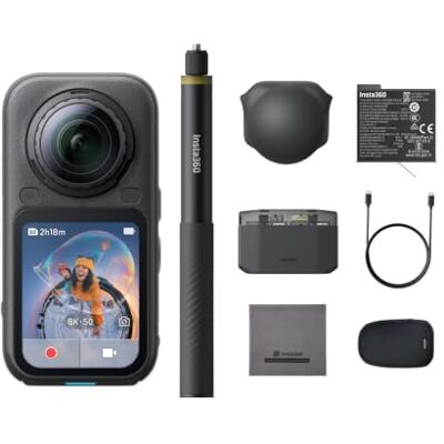 Insta360 Pacote básico X6 câmara 360 8K com sensores 1/1,1'' Câmara de ação, 2 sensores quadrados personalizados de 1/1,1", chip triplo IA, lente substituível 2.0, 140 min de vídeo 8K Insta360 Pacote básico X6 câmara 360 8K com sensores 1/1,1'' Câmara de ação, 2 sensores quadrados personalizados de 1/1,1", chip triplo IA, lente substituível 2.0, 140 min de vídeo 8K
