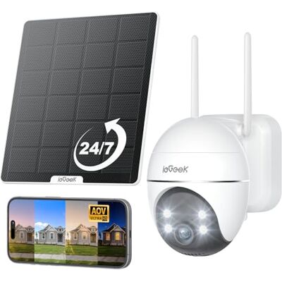 ieGeek 24/7 Gravação câmara vigilância WiFi exterior solar (AOV) 9 W Painel solar, 9000 mAh, 4 MP, detecção de 30 M AI, rastreamento automático 360 °, sem cabos, IP65, alarme ieGeek 24/7 Gravação câmara vigilância WiFi exterior solar (AOV) 9 W Painel solar, 9000 mAh, 4 MP, detecção de 30 M AI, rastreamento automático 360 °, sem cabos, IP65, alarme