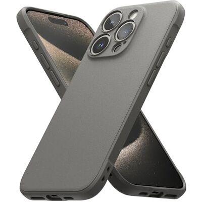 Ringke Onyx Capa para iPhone 15 Pro, sente-se bem na mão, resistente ao óleo e à sujidade, cortes individuais para a câmara cinzento Ringke Onyx Capa para iPhone 15 Pro, sente-se bem na mão, resistente ao óleo e à sujidade, cortes individuais para a câmara cinzento