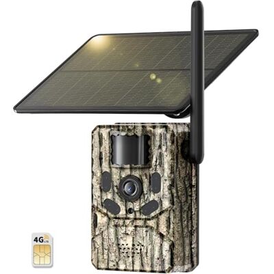 Generic Câmara de vigilância e caça solar exterior 4G LTE, câmara de segurança sem fios 2K FHD com cartão SIM, bateria 10400 mAh, visão noturna colorida, deteção PIR, IP65, tiro em 0,2 segundos Generic Câmara de vigilância e caça solar exterior 4G LTE, câmara de segurança sem fios 2K FHD com cartão SIM, bateria 10400 mAh, visão noturna colorida, deteção PIR, IP65, tiro em 0,2 segundos