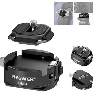 NEEWER GM34 Cámara Liberación Rápida Placa Kit, Quick Switch Auto Lock Square, QR Montagem placa com tipo Arca pinça base, para Arca Swiss câmara clipe, carga máxima. 11 lb/5 kg NEEWER GM34 Cámara Liberación Rápida Placa Kit, Quick Switch Auto Lock Square, QR Montagem placa com tipo Arca pinça base, para Arca Swiss câmara clipe, carga máxima. 11 lb/5 kg