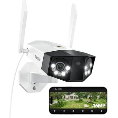 Reolink Câmara de vigilância WiFi exterior, 16 MP, lente dupla, dupla 3 WiFi Reolink Câmara de vigilância WiFi exterior, 16 MP, lente dupla, dupla 3 WiFi