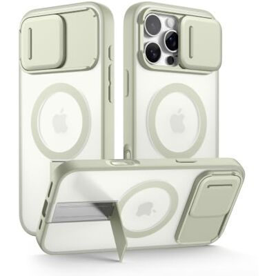 SURITCH Capa magnética compatível com iPhone 16 Pro, Kickstand incorporado e capa de câmara e volta translúcida, resistente a choques capa protetora (verde) SURITCH Capa magnética compatível com iPhone 16 Pro, Kickstand incorporado e capa de câmara e volta translúcida, resistente a choques capa protetora (verde)