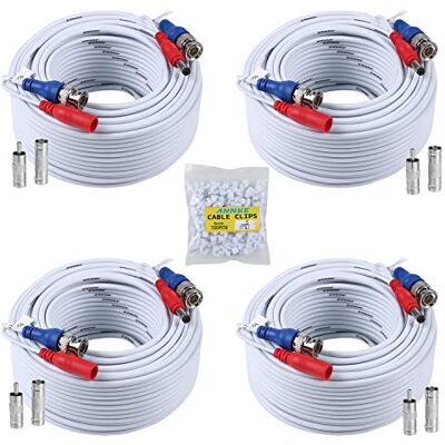 SANNCE BNC Cabo de vídeo vigilância câmara analógica 30 m/100 ft HD multifunzioni cabo de BNC de DVR CCTV DC fonte de alimentação sistema de videovigilância branco SANNCE BNC Cabo de vídeo vigilância câmara analógica 30 m/100 ft HD multifunzioni cabo de BNC de DVR CCTV DC fonte de alimentação sistema de videovigilância branco