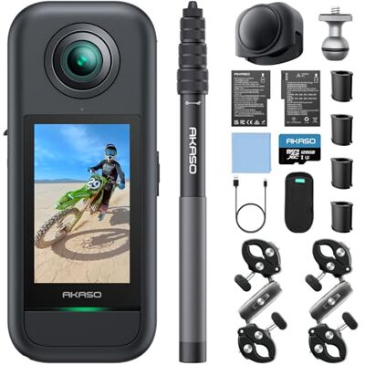 AKASO 360 Cámara de acción 360 con 128GB Tarjeta, Kit de Moto Câmara desportiva 360 com sensor de 1/2", 5,7 K 360, fotos 72 MP, ecrã táctil de 2,29 AKASO 360 Cámara de acción 360 con 128GB Tarjeta, Kit de Moto Câmara desportiva 360 com sensor de 1/2", 5,7 K 360, fotos 72 MP, ecrã táctil de 2,29