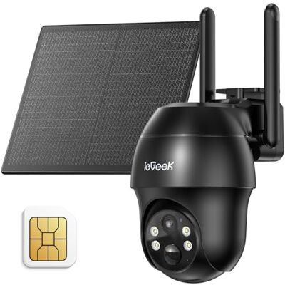 ieGeek 4G/3G LTE câmara de vigilância solar sem fios 2K 3MP Bateria 10000 mAh, visão noturna colorida, PTZ 350 ° e 90 °, deteção humana PIR, suporte para alterar cartão SIM ieGeek 4G/3G LTE câmara de vigilância solar sem fios 2K 3MP Bateria 10000 mAh, visão noturna colorida, PTZ 350 ° e 90 °, deteção humana PIR, suporte para alterar cartão SIM