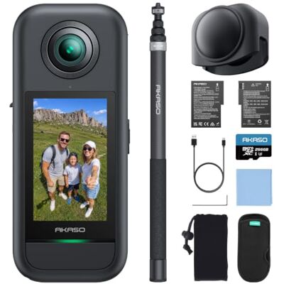 AKASO 360 Cámara de acción 360 con 256GB Tarjeta, Kit de Vista de Dron Câmara desportiva 360 com sensor de 1/2", 5,7 K 360, fotos 72 MP, ecrã táctil de 2,29 AKASO 360 Cámara de acción 360 con 256GB Tarjeta, Kit de Vista de Dron Câmara desportiva 360 com sensor de 1/2", 5,7 K 360, fotos 72 MP, ecrã táctil de 2,29