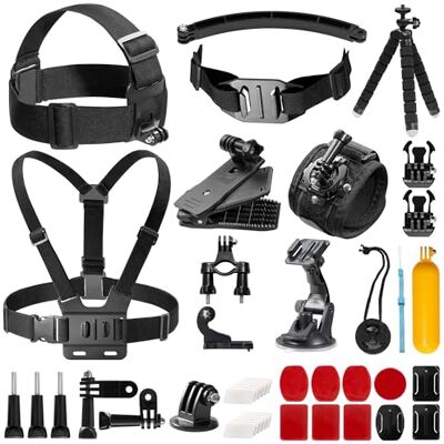 AKASO Câmara desportiva 40 em 1 pacote de acessórios com correia para o peito, ventosa, suporte de bicicleta AKASO Câmara desportiva 40 em 1 pacote de acessórios com correia para o peito, ventosa, suporte de bicicleta