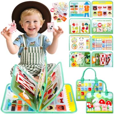 TEBOKHAD Montessori Busy Board, Montessori Spielzeug AB 1 Jahr, Quiet Book Mit Bauernhof, Tema de busy Book, Motorikspielzeug, Geschenk Spielzeug AB 1-4 Jahre Mädchen Junge (English) TEBOKHAD Montessori Busy Board, Montessori Spielzeug AB 1 Jahr, Quiet Book Mit Bauernhof, Tema de busy Book, Motorikspielzeug, Geschenk Spielzeug AB 1-4 Jahre Mädchen Junge (English)