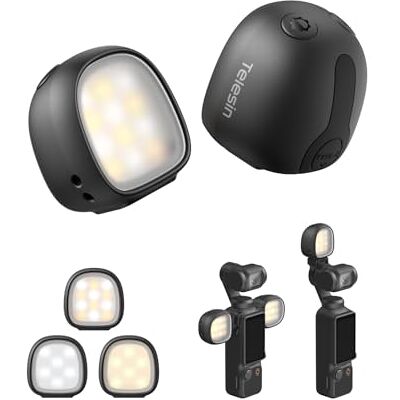 TELESIN Mini luz para dji Osmo Pocket 4/3, magnética, CRI 95+, 19 g 3 temperaturas de cor e 3 níveis de brilho, ultraleve e portátil, ideal para vlog, vídeo e criação de conteúdo TELESIN Mini luz para dji Osmo Pocket 4/3, magnética, CRI 95+, 19 g 3 temperaturas de cor e 3 níveis de brilho, ultraleve e portátil, ideal para vlog, vídeo e criação de conteúdo
