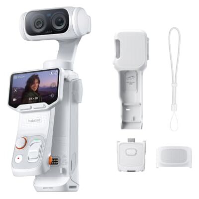 Insta360 Lua Ultra branco estelar câmara vlog 8K com lentes Leica Câmara de vídeo, Zoom 12x, sensor de 1", ecrã táctil removível de 2", chip triplo IA, câmara gimbal de bolso para fotos e Insta360 Lua Ultra branco estelar câmara vlog 8K com lentes Leica Câmara de vídeo, Zoom 12x, sensor de 1", ecrã táctil removível de 2", chip triplo IA, câmara gimbal de bolso para fotos e
