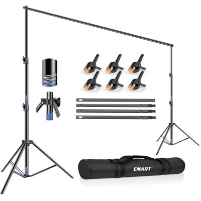 EMART Suporte fundo fotográfico 3 x 3,6 m sistema de suporte de fundo 6 pinças para fundo, bolsa de transporte, estúdio fotográfico, retratos, produtos, vídeos, festas, casamentos EMART Suporte fundo fotográfico 3 x 3,6 m sistema de suporte de fundo 6 pinças para fundo, bolsa de transporte, estúdio fotográfico, retratos, produtos, vídeos, festas, casamentos